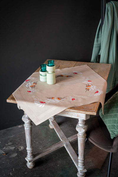 Vervaco Embroidery Tablecloth Kit - Robins in Winter