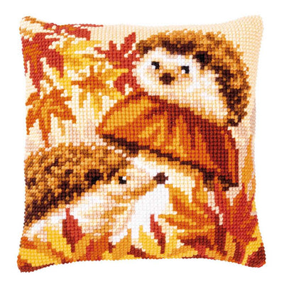 Vervaco Cross Stitch Kit - Hedgehogs on Mushroom Cushion