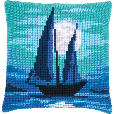 Vervaco Cross Stitch Kit - Sailboat in Moonlight Cushion