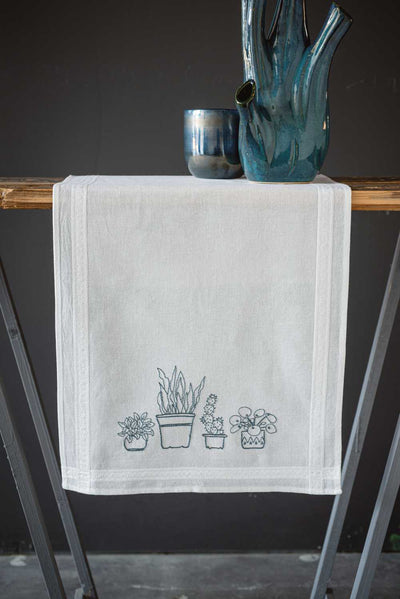 Vervaco Embroidery Kit - Houseplants Table Runner