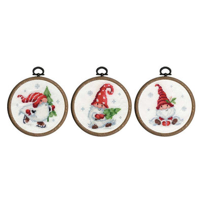 Vervaco Cross Stitch Kit - Set 3 Miniatures Christmas Gnomes