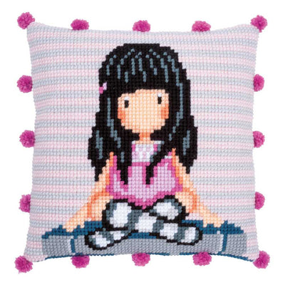 Gorjuss  The Words Printed Cross Stitch Cushion Front Kit - Vervaco