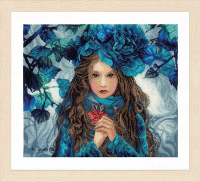 Lanarte Cross Stitch Kit - Blue Flowers Girl