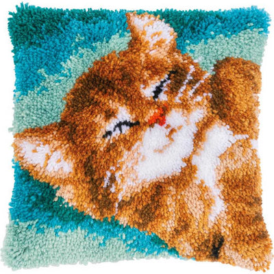 Vervaco Latch Hook Kit - Cat Purring Cushion