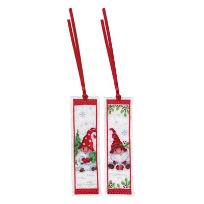 Vervaco Cross Stitch Kit 0 Set 2 Christmas Gnomes Bookmarks