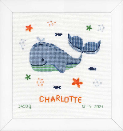 Vervaco Cross Stitch Kit - Whales Fun Birth Sampler