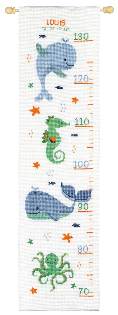 Vervaco Cross Stitch Kit - Whales Fun Height Chart