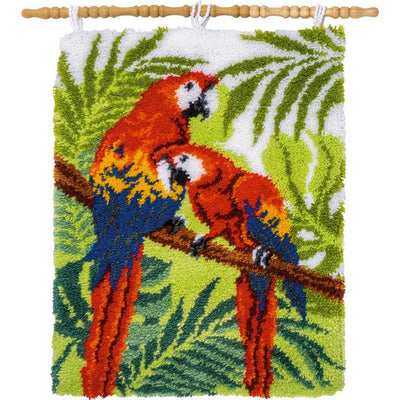 Vervaco Latch Hook Kit - Parrots in the Jungle Rug