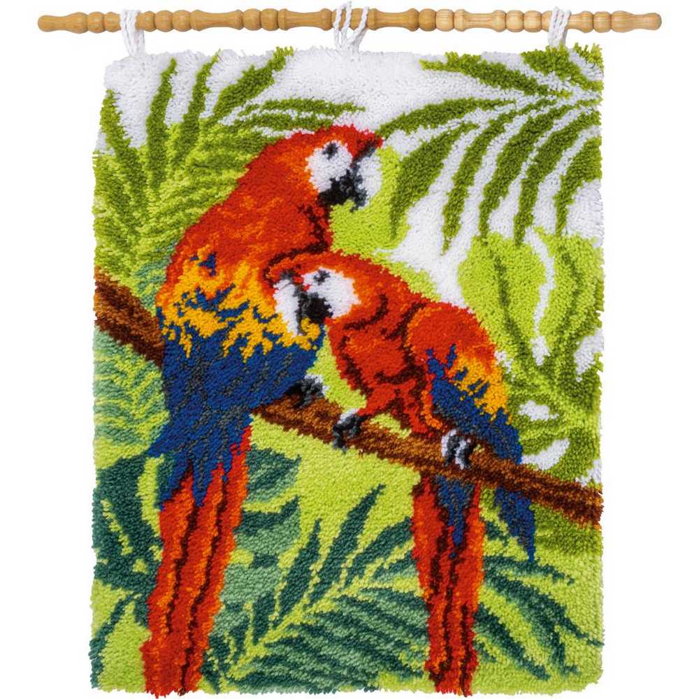Vervaco Latch Hook Kit - Parrots in the Jungle Rug