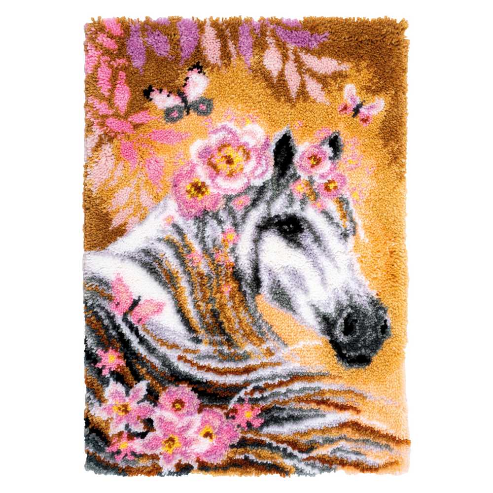 Vervaco Latch Hook Rug Kit - Horse with Flowers