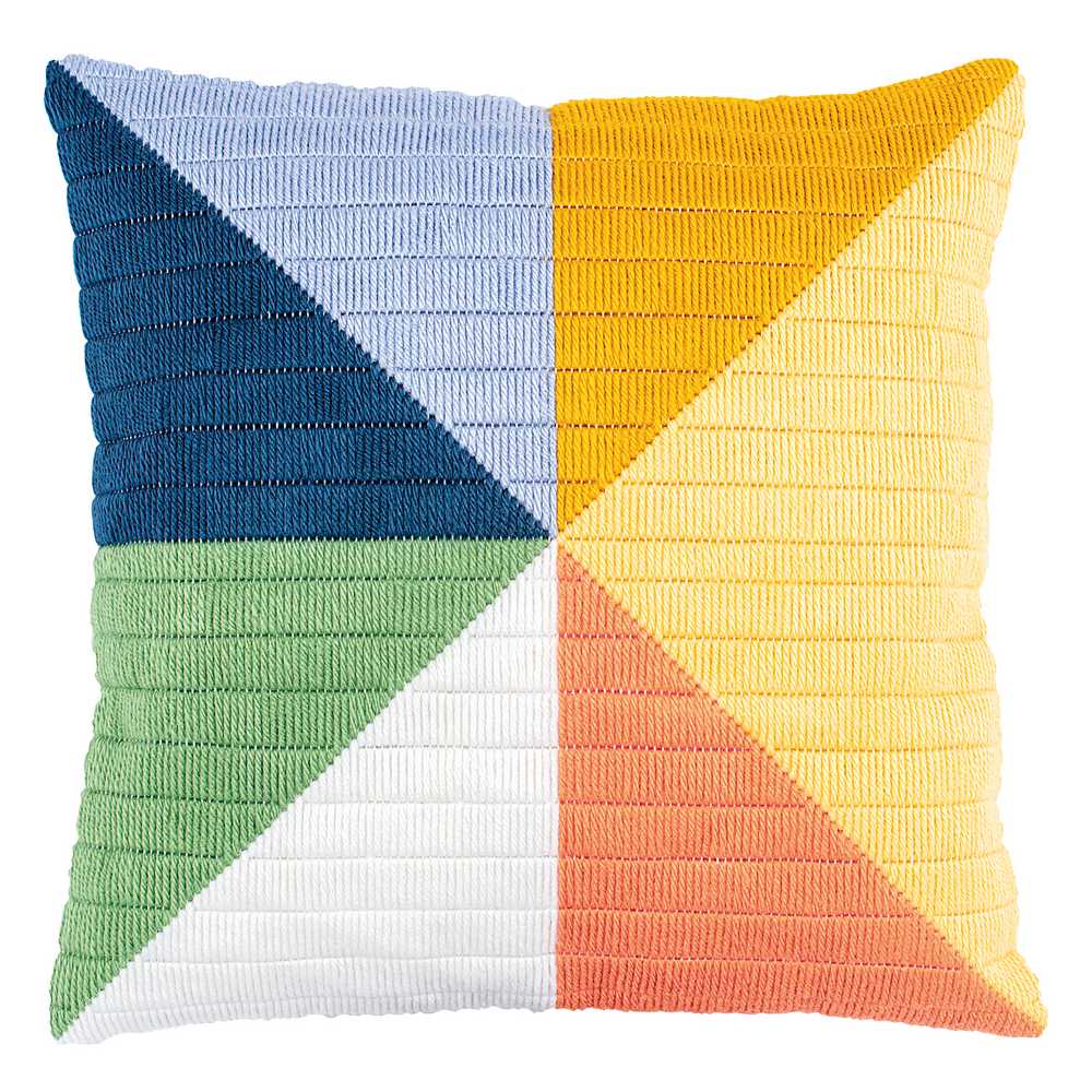Vervaco Long Stitch Kit - Coloured Triangles Cushion