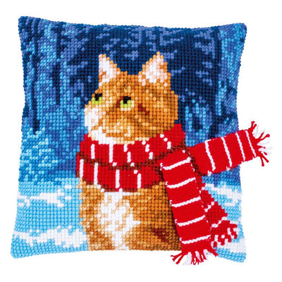 Vervaco Cross Stitch Cushion Kit - Cat With Scarf