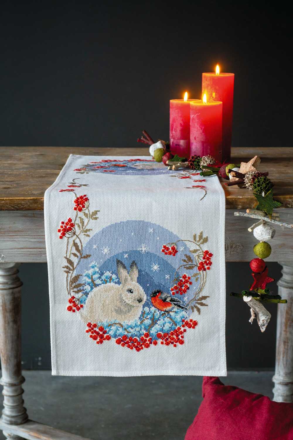 Vervaco Cross Stitch Kit - Little Deer with Bunny Table Runner