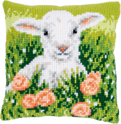 Vervaco Cross Stitch Kit - Lamb Amongst Flowers Cushion