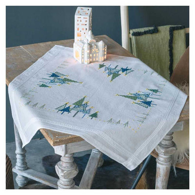 Vervaco Embroidery Kit - Modern Pine Trees Christmas Tablecloth