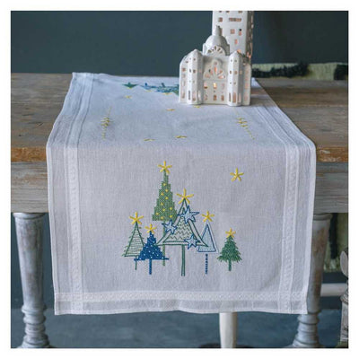 Vervaco Embroidery Kit - Modern Pine Trees Christmas Table Runner