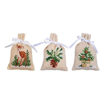 Vervaco Cross Stitch Kit - Winter Christmas Pot Pourri Bags Set of 3