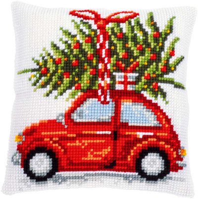 Christmas Car Cross Stitch Cushion Kit - Vervaco