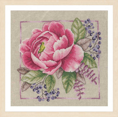 Lanarte Cross Stitch Kit - Blooming Rouge (Linen)