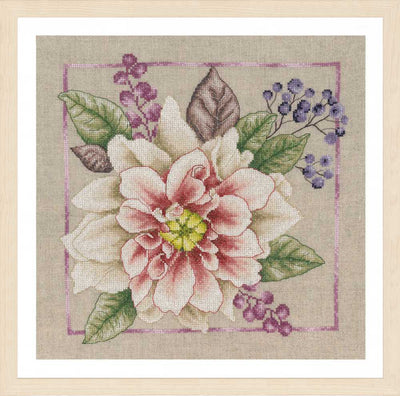 Lanarte Cross Stitch Kit - Blooming White (Linen)