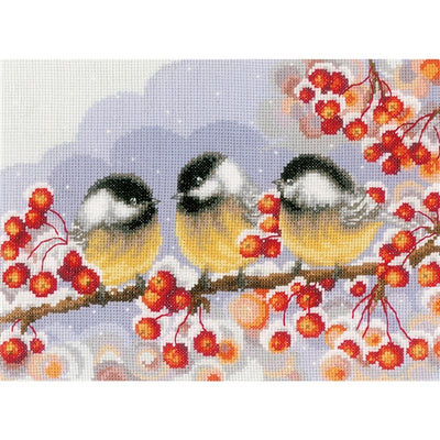 Chickadees Among Berries Cross Stitch Kit Vervaco