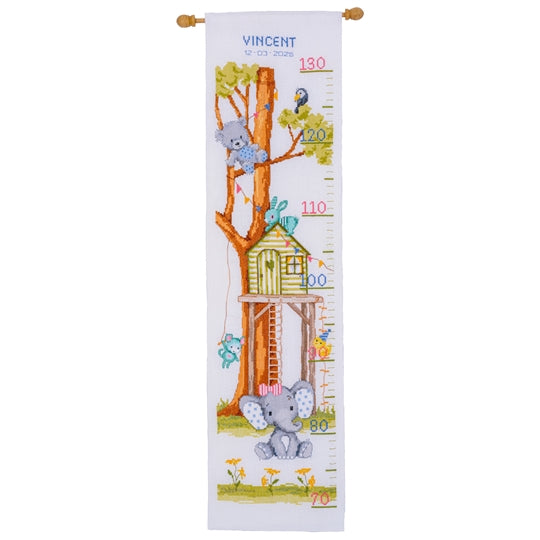 At the Tree House Height Chart Cross Stitch Kit Vervaco
