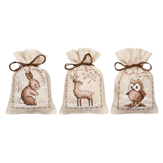 Winter Animals Bags Set 3 Cross Stitch Kit Vervaco