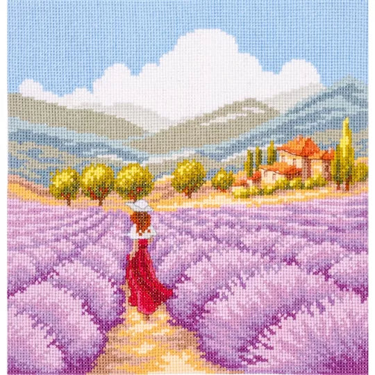 Lavender Landscape Cross Stitch Kit Vervaco
