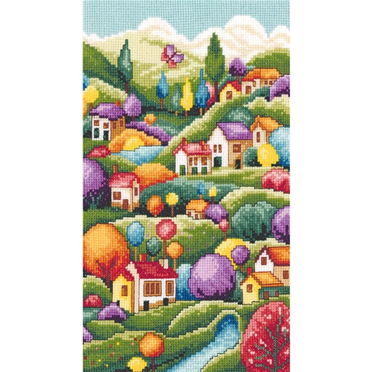 Cottage Landscape Cross Stitch Kit Vervaco