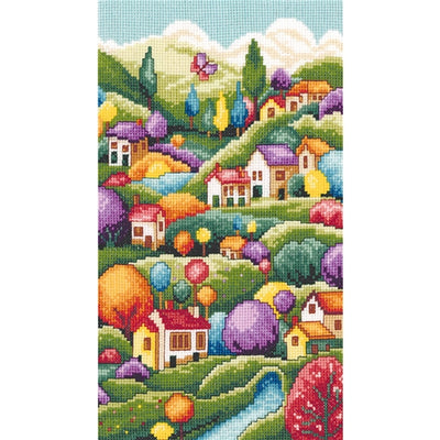 Cottage Landscape Cross Stitch Kit Vervaco