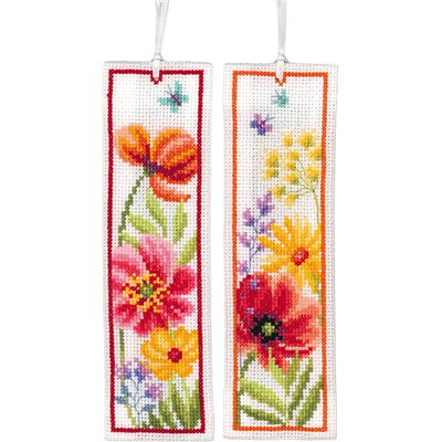 Poppies and Wildflowers Bookmarks (Pk 2) Cross Stitch Kit Vervaco