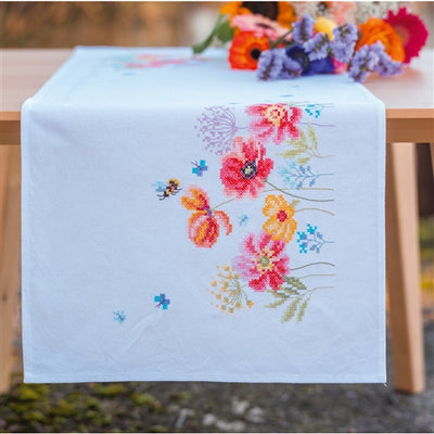Poppies & Wildflowers Table Runner Embroidery Kit ~ Vervaco