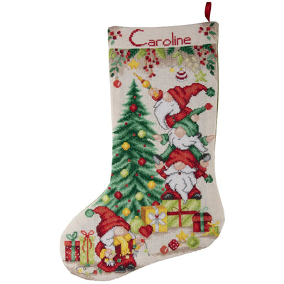 Gnome Celebration Stocking Embroidery Kit ~ Vervaco