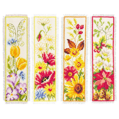 Vervaco Cross Stitch Kit - Set 4 Bookmarks Seasons