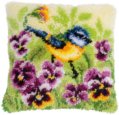 Vervaco Latch Hook Kit - Blue Tits on Pansies