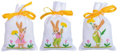 Vervaco Cross Stitch Kit - Easter Rabbits Gift Bags