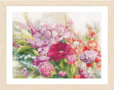 Bright Florals (Evenweave) Cross Stitch Kit ~ Lanarte