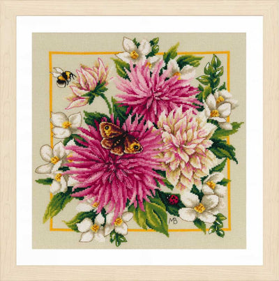 Lanarte Cross Stitch Kit - Pink Silk Dahlia