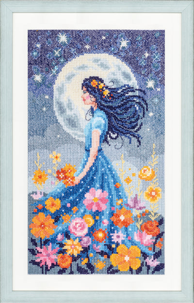 Girl with the Moon Cross Stitch Kit Vervaco