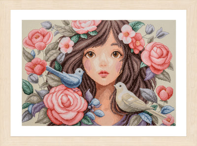 She Dove Into Roses Cross Stitch Kit ~ Lanarte