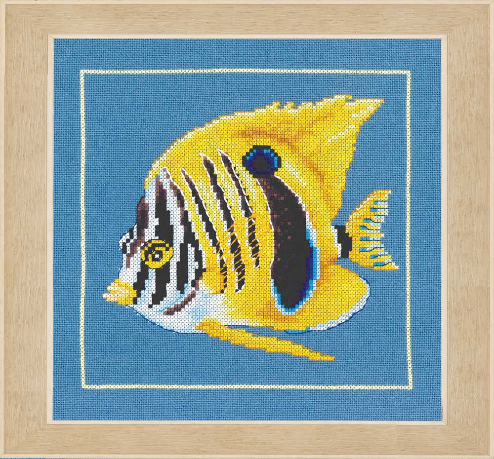 Yellow Zebra Fish (Evenweave) Cross Stitch Kit ~ Lanarte