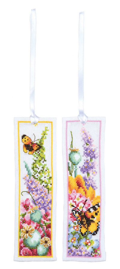 Flower Power Bouquet Set 2 Bookmarks Cross Stitch Kit ~ Lanarte