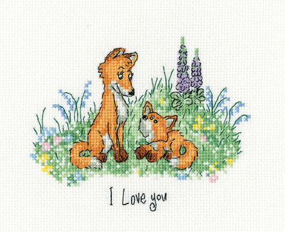 I Love You - Little Fox - Cross Stitch Kit - Heritage Crafts