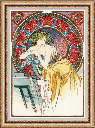 Riolis Cross Stitch Kit - Girl with Easel - Mucha