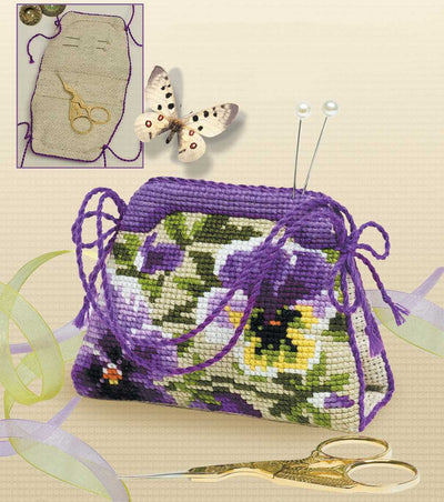 Riolis Cross Stitch Kit - Pansy Pincushion