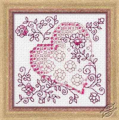 Riolis Blackwork/Bead Kit - Pink Tender Heart SALE