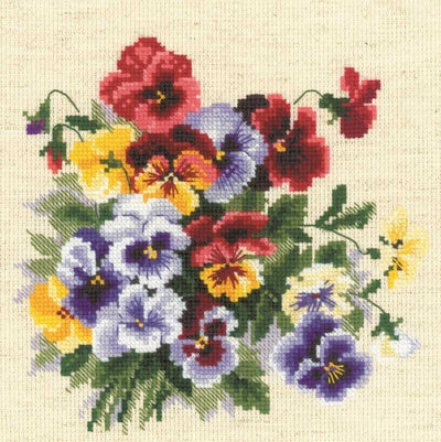 Riolis Cross Stitch Kit - Pansy Medley