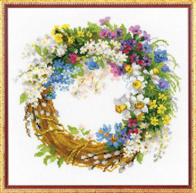 Riolis Cross Stitch Kit - Wreath with Bird Cherry