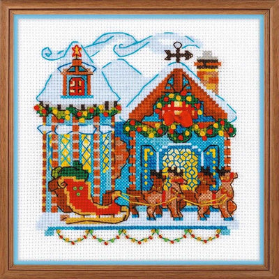 Riolis Cross Stitch Kit - Cabin with Sleigh