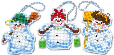 Riolis Cross Stitch Kit - Snowman Ornaments